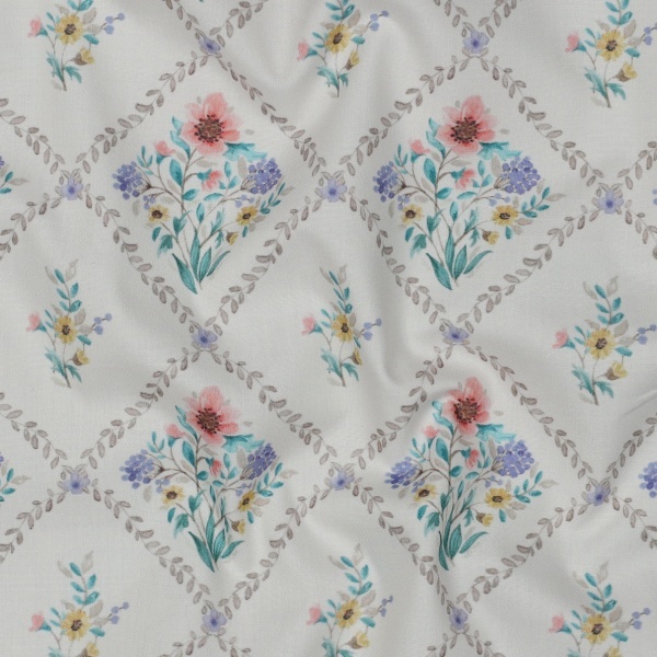 Poplin premium digital - Garden Lattice White