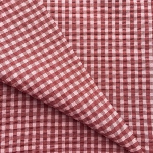 Bumbac gofrat Seersucker cu carouri Vichy - Cocoa Rose
