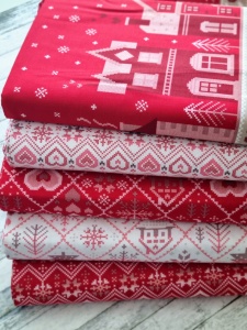 Bumbac Imprimat - Cross Stitch Christmas White - Img 3