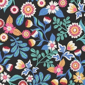 Bumbac imprimat cu flori - Midnight Garden