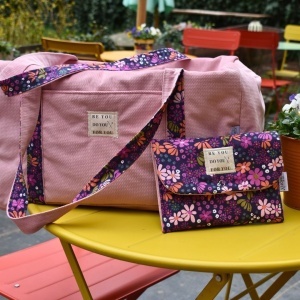 Bumbac imprimat cu flori - Violet Bouquet - Img 2