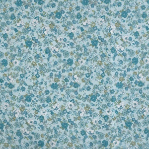 Bumbac imprimat - Flowers Dusty Blue