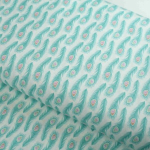 Bumbac Imprimat - Peacock Feathers Mint
