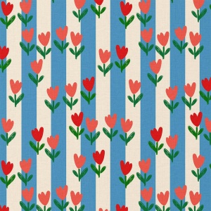 Bumbac imprimat - Tulipe Bleu