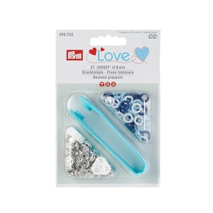 Capse pentru Jerse Prym Love 8 mm - 21 buc - albastru/bleu/alb - Img 2