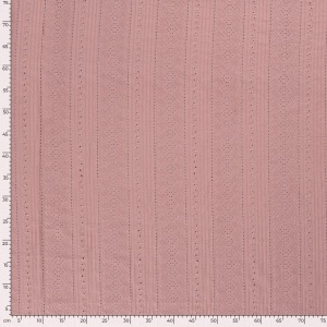 Cupon 1.4m - Bumbac voal brodat- Multi Stripes Old Rose - Img 5