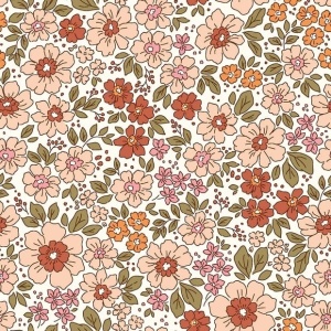 Cupon 40 cm - Poplin Imprimat cu flori - Peachy Garden