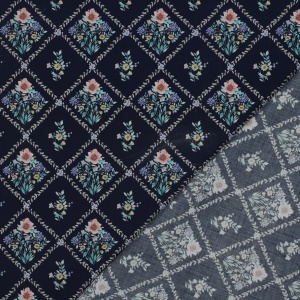Cupon 55 cm - Poplin premium digital - Garden Lattice Navy - Img 2