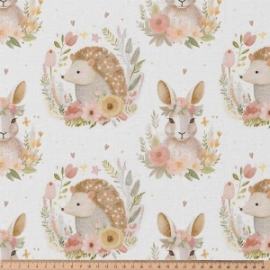Cupon 60 cm - Bumbac imprimat digital cu animale - Cute Forest - Img 3
