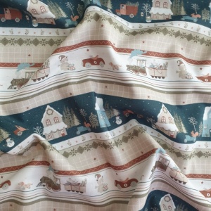 Cupon 60 cm - Poplin imprimat - Holiday Express - Img 3