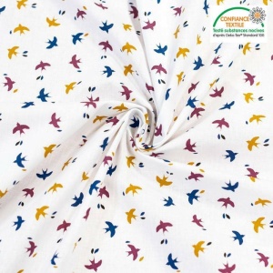 Cupon 60cm - Bumbac imprimat - Hirondelle Blanc