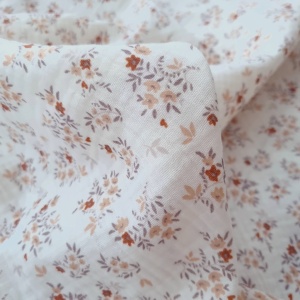 Cupon 90cm - Muselina imprimata - Bouquet Ecru
