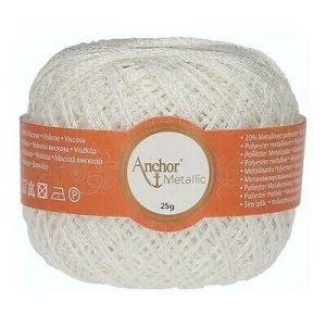 Fir crosetat - Anchor Artiste Metallic Alb 00304