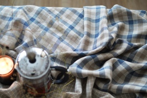 Material 100% In prespalat - Gingham Natural Denim - Img 3