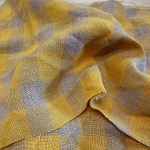 Material 100% In prespalat - Gingham Yellow-grey