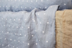 Material 100% In prespalat imprimat - Polka Dots Bleu - Img 3