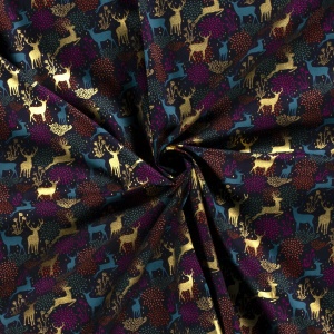Material bumbac - Christmas Reindeers Navy - Img 2