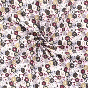 Material bumbac Craciun - Christmas Patchwork Pink - Img 2