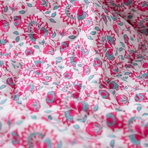 Material matlasat cu doua fete - Ethnic Flowers Fuchsia - Img 2