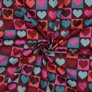 Material poplin premium imprimat - Love Pop Bordeaux - Img 2
