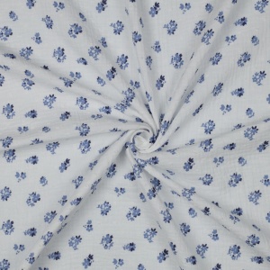 Muselina Dobby imprimata - Blue Floral - Img 2