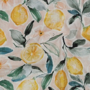 Muselina imprimata digital cu lamai - Lemons peach