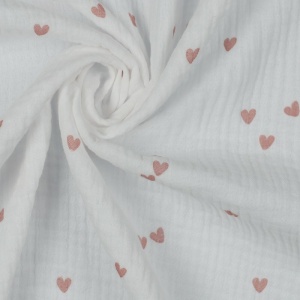 Muselina imprimata - Small Hearts White