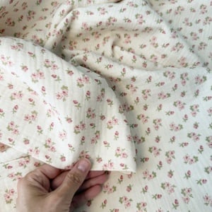 Muselina imprimata - Vintage floral Ecru [WOU-M-10-22] - Img 2