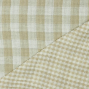 Muselina in carouri Vichy cu doua fete - Beige