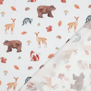Poplin imprimat - Forest Friends White - Img 2