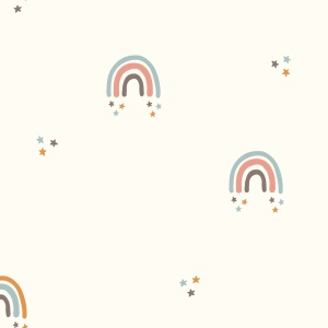 Poplin imprimat - Shabby Rainbows Off White