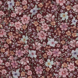 Poplin premium digital - Flowers Burgundy