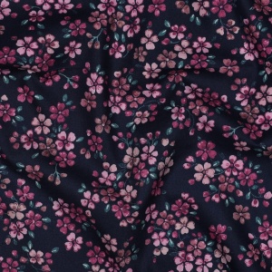 Poplin premium digital - Flowers Navy