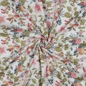 Poplin premium digital - Flowers Pastel White, culoare Alb, compozitie 100% bumbac - imagine 3