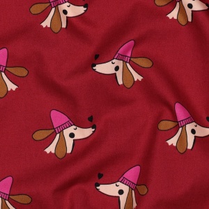 Poplin premium imprimat - Dogs Bordo