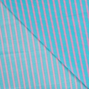 Voal batist de bumbac - Enjoy Blue Stripes - Img 3