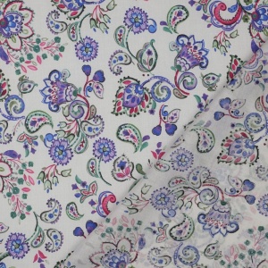 Voal de bumbac imprimat digital - Paisley Floral Purple - Img 3