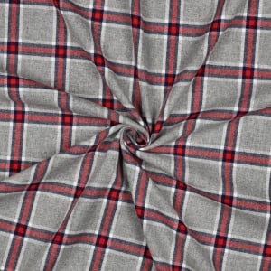 Bumbac flanel in carouri tartan - Gri/Rosu, culoare Gri/Rosu, compozitie 100% bumbac - imagine 2