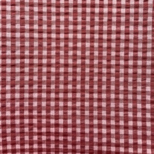 Bumbac gofrat Seersucker cu carouri Vichy - Cocoa Rose - Img 3