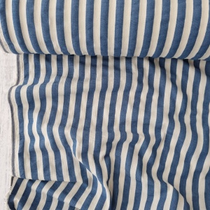 Bumbac gofrat Seersucker cu dungi - Denim Blue - Img 3