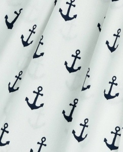 Bumbac imprimat - Anchor White Navy - cupon 80 cm