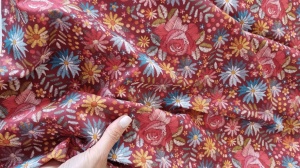 Bumbac imprimat digital - Embroidery Flowers Red - Img 3