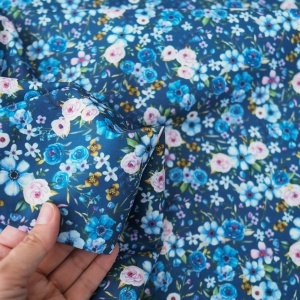 Bumbac imprimat digital - Rose Garden Blue