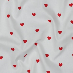 Cupon 48cm - Poplin premium imprimat - Hearts White Red