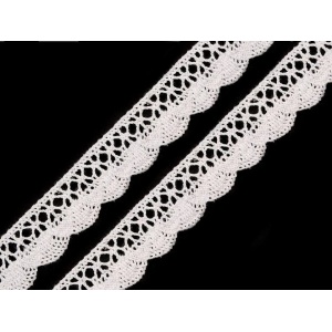 Cupon 58cm - Dantela din bumbac crosetata 22mm latime - Alb