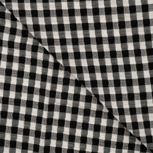 Cupon 70cm - Material bumbac Seersucker Jacquard- Checks Black White - Img 3