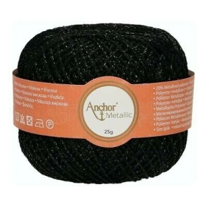 Fir crosetat - Anchor Artiste Metallic Negru 00342