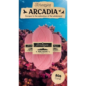 Fir din lana pentru sosete - Scheepjes Arcadia Solid - Coral 806 - Img 2