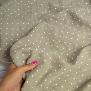 Material 100% In prespalat imprimat - Mini Dots Natur-Alb