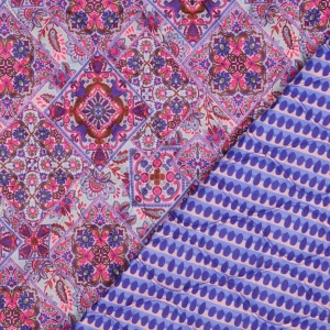 Material matlasat din voal de bumbac - Patchwork Blue - Img 2